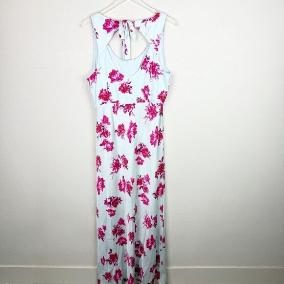 Favorite Daughter Maxi Floral Satin Dress Scoop Neck Size 14 - Picture 2 of 8